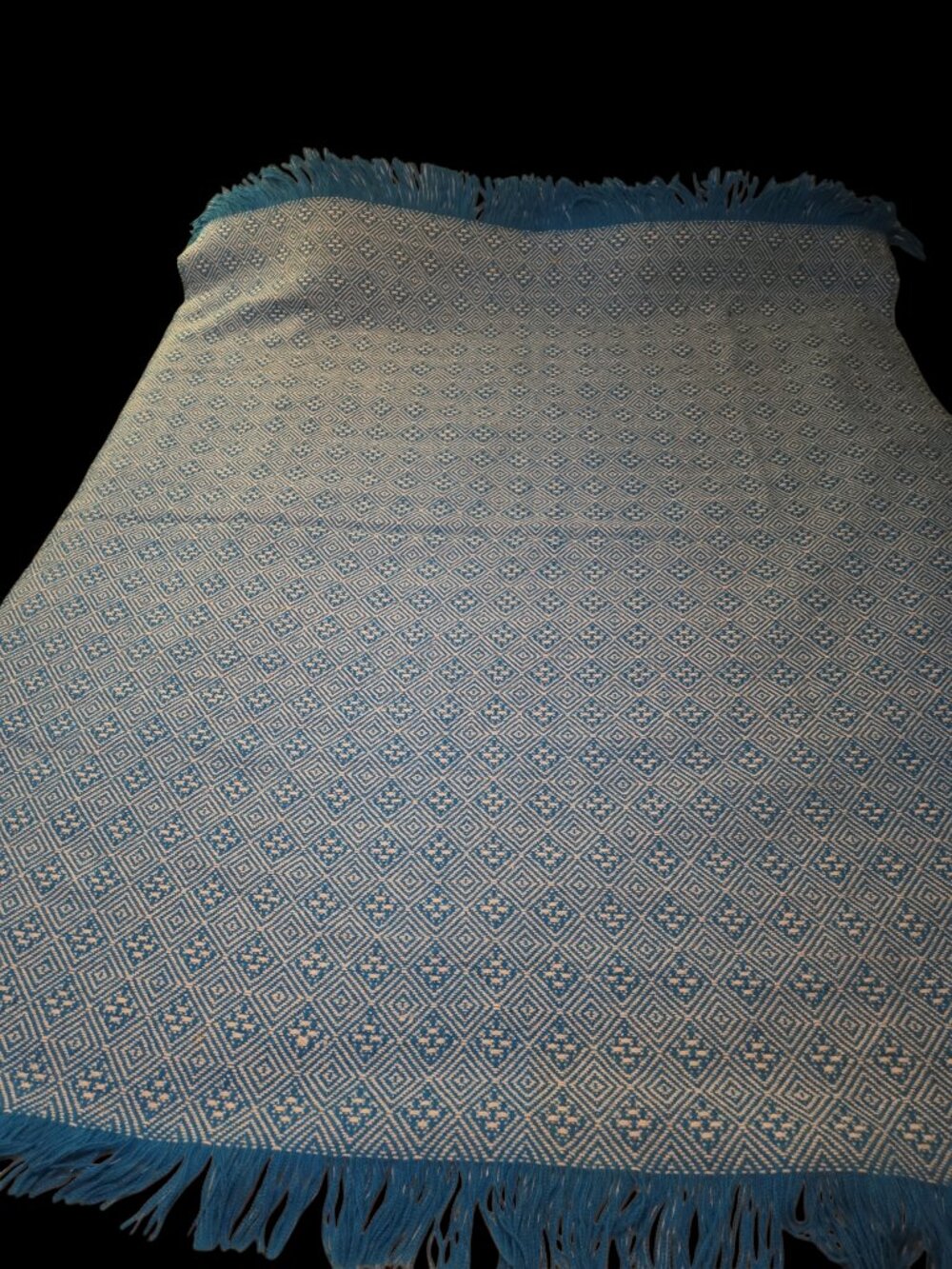 Vtg 1970's-80's Pendleton 100% Virgin Wool Woven Blanket W/Fringe 60"x70"
